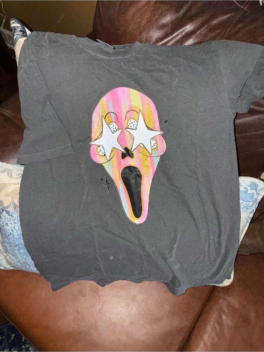 Comfort Colors Black Tee with Neon Swirl Scream Graphic